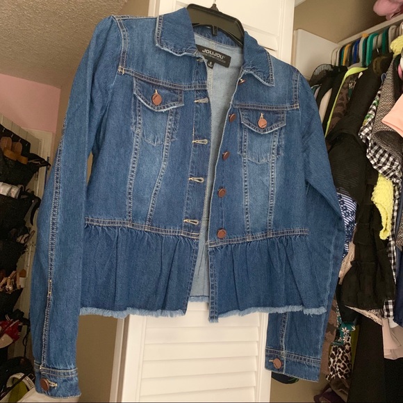 JOU JOU Ruffle Denim Jacket - Picture 1 of 1
